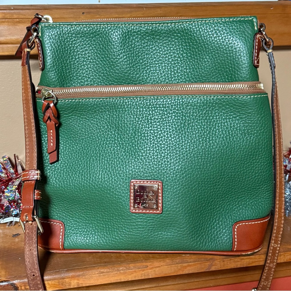 Dooney & Bourke Green and Tan Crossbody Bag